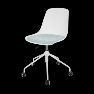 Nout-Liv bureaustoel wit met zacht groen zitkussen - wit onderstel