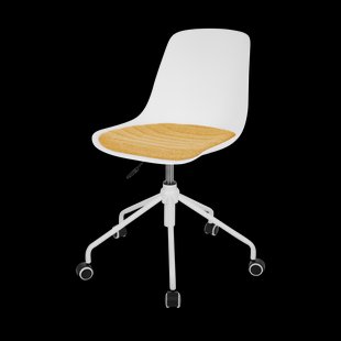 Nout-Liv bureaustoel wit met okergeel zitkussen - wit onderstel