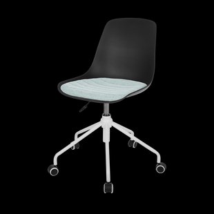 Nout-Liv bureaustoel zwart met zacht groen zitkussen - wit onderstel