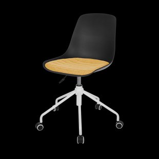 Nout-Liv bureaustoel zwart met okergeel zitkussen - wit onderstel