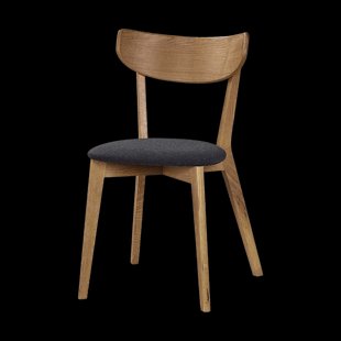 Ami eikenhouten eetkamerstoel naturel - met donkergrijs zitkussen