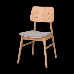 Nagano houten eetkamerstoel naturel - met grijs zitkussen