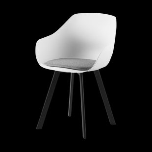Rene kunststof eetkamerstoel wit - zwart metalen onderstel