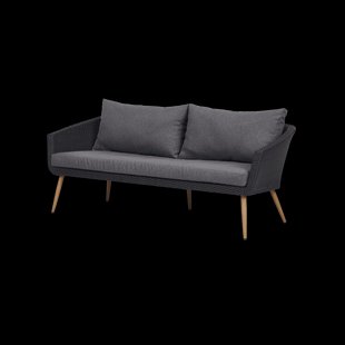 Fien rotan tuinbank zwart - Met zitkussens