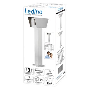 Ledino Stopcontactenblok Connect L2 met 2 stopcontacten, roestvrij staal