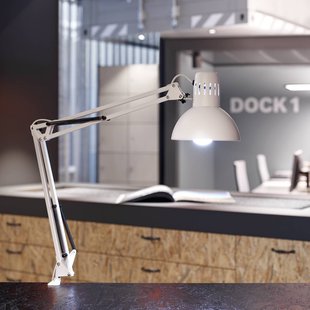 MAULstudie klemlamp, wit, hoogte 44 cm, metaal