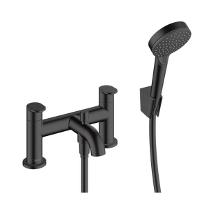 Badrandmengkraan Met Stopkraan En Handdouche HansGrohe Vernis Blend 2-gats Mat Zwart Badrandmengkraan Met Stopkraan En Handdouche HansGrohe Vernis Blend 2-gats Mat Zwart
