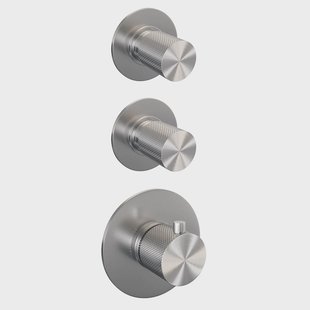 Regendoucheset Inbouw Brauer Brushed Carving Thermostatisch 30cm met Plafondarm en Handdouche Staaf Losse Stopkranen Geborsteld RVS Regendoucheset Inbouw Brauer Brushed Carving Thermostatisch 30cm met Plafondarm en Handdouche Staaf Losse Stopkranen Geborsteld RVS