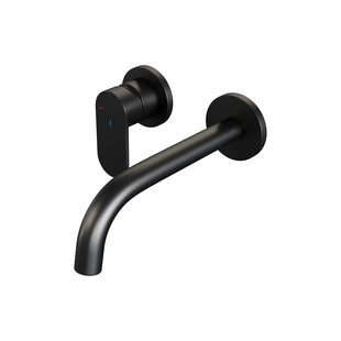 Inbouw Wastafelmengkraan Brauer Black Edition Coldstart Gebogen Uitloop Platte Hendel Links Mat Zwart Met Rozetten