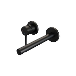 Inbouw Wastafelmengkraan Brauer Black Edition Coldstart Rechte Uitloop Ronde Hendel Links Mat Zwart Met Rozetten