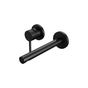 Inbouw Wastafelmengkraan Brauer Black Carving Coldstart Rechte Uitloop Ronde Hendel Links Mat Zwart Met Rozetten