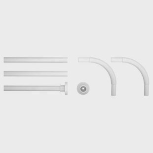 Douchegordijnstangset 20 mm 90x90x90, 80x170 cm Wit