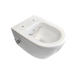 Wandcloset Sanicare Rondo Compact Rimfree Met Bidetsproeier En Geïntegreerde Kraan Exl. Ztting Wit