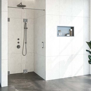 Nisdeur Compleet Just Creating Profielloos 2-Delig (Draaideur Bevestigd op Inloopwand) 110x200 cm 50/60 Gunmetal