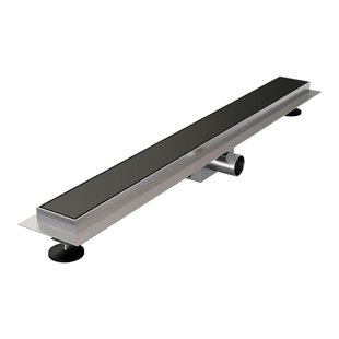 Douchegoot Brauer Mat Zwart Inclusief Vloerflens 70x7 cm Zero Tegelinlegrooster Omkeerbaar