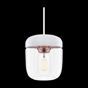 Acorn hanglamp wit met copper - met koordset wit - Ø 14 cm