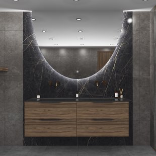 Spiegel Gliss Design Eos 140x120cm Met Ronding Naar Beneden En Spiegelverwarming