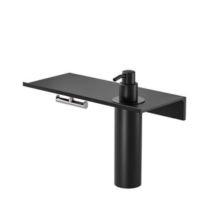 Planchet met zeepdispenser en handdoekhaak Geesa Leev 28 cm Zwart Chroom Planchet met zeepdispenser en handdoekhaak Geesa Leev 28 cm Zwart Chroom