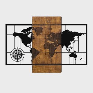 Decoratief houten wandaccessoire World View | Mioli Decor
