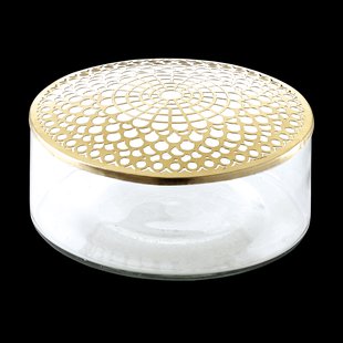 Elva glazen vaas met goud - 20,5 x 10 cm