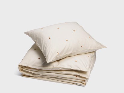 Yumeko Dekbedovertrek katoen satijn warm white/ochre moon 100% biologisch en fairtrade katoen, satijn geweven