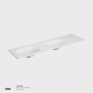 Wastafelblad Clou Hammock Dubbele Waskom Links 180cm Mat Wit