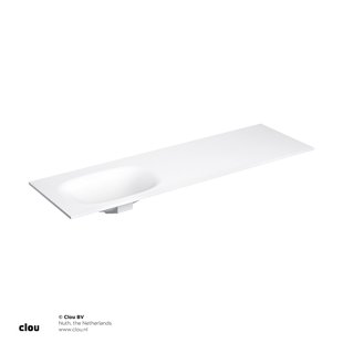 Clou Hammock Wastafelblad Enkele Waskom Links 160cm Compositie 18 Aluite Mat Wit