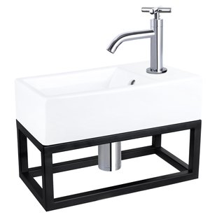 Fonteinset Differnz Force Keramiek en Handoekrek 40x22x11.5 cm Wit Met Gebogen Kruis Kraan Chroom