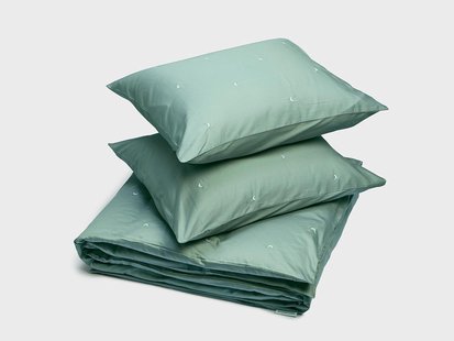 Yumeko Dekbedovertrek katoen satijn sea green moon 100% biologisch en fairtrade katoen