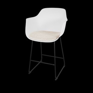 Nino-Liz barkruk wit met beige zitkussen - zwart onderstel - 65 cm