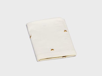 Yumeko Kinderlaken katoen satijn warm white/ochre moon 80x100 100% biologisch en fairtrade katoen
