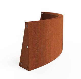 Keerwand cortenstaal buitenbocht 100x100x20cm.