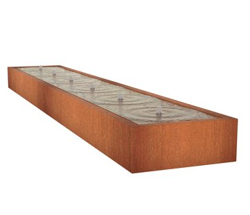 Watertafel cortenstaal rechthoek 600x100x40cm.
