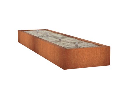 Watertafel cortenstaal rechthoek 400x100x40cm.