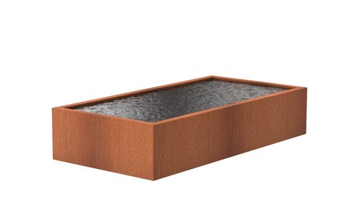 Cortenstaal vijverbak 300x150x60cm.