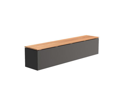 Aluminium sokkel met zitting 200x40x43cm.