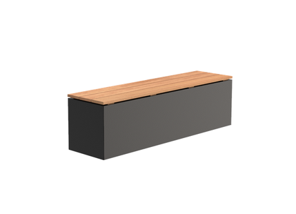 Aluminium sokkel met zitting 150x40x43cm.