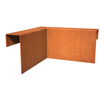 Cortenstaal overzetprofiel (6,4cm.) hoekstuk 30x30x15cm.