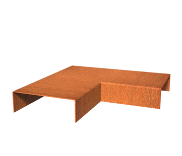 Cortenstaal overzetprofiel (15,4cm.) binnen/buitenhoek 30x30x5cm.
