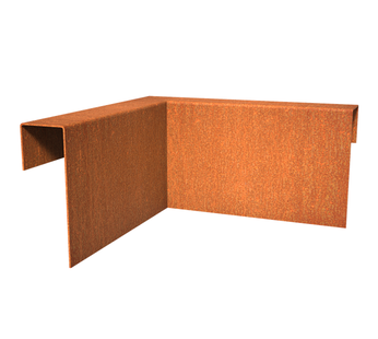 Cortenstaal overzetprofiel (5,4cm.) binnenhoek 30x30x15cm.