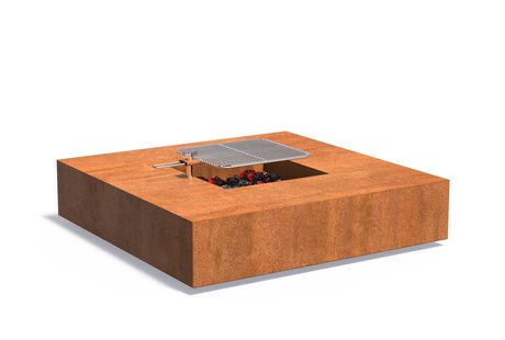 Forno vuurtafel Square Cortenstaal incl. BBQ rooster