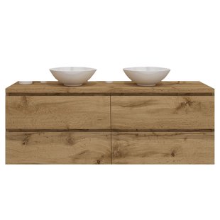 Badkamermeubelset Gliss Zeus 180 cm Natuur Eiken Met Waskom