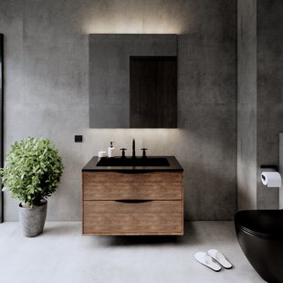 Onderkast Gliss Design Eleganz Hera Zwart 100cm 2 Lades Oak Cognac