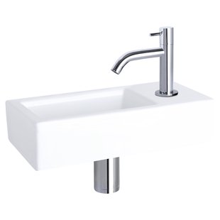 Fonteinset Differnz Ravo Keramiek 38.5x18.5x9 cm Wit Met Gebogen Kraan Chroom Fonteinset Differnz Ravo Keramiek 38.5x18.5x9 cm Wit Met Gebogen Kraan Chroom