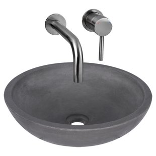 Waskomset Differnz Ravano Beton 40x12 cm Antraciet met Inbouw Wastafelkraan Gunmetal