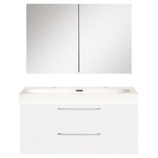 Badkamermeubelset Differnz Somero Met Keramiek Wastafel 100 cm Hoogglans Wit (Inc. Spiegelkast)