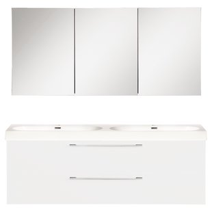 Badkamermeubelset Differnz Somero Met Keramiek Wastafel 120 cm Hoogglans Wit (Inc. Spiegelkast)