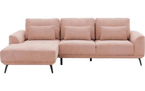 Goossens Excellent Bank Princess Met Elektrisch Uitschuifbaar Zitvlak roze, stof, 3-zits, elegant chic met chaise longue links