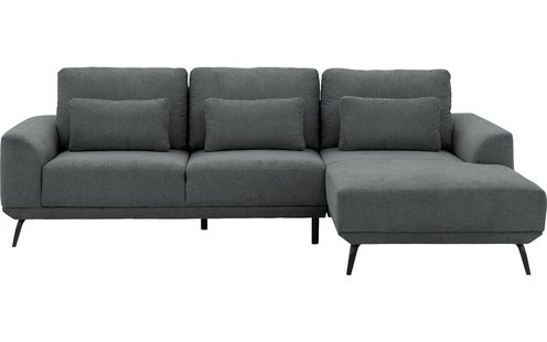 Goossens Excellent Bank Princess Met Elektrisch Uitschuifbaar Zitvlak antraciet, stof, 3-zits, elegant chic met chaise longue rechts