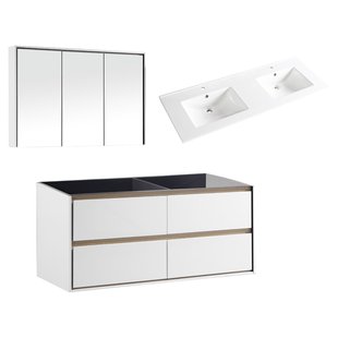 Badkamermeubelset Differnz Providence Met Keramiek Wastafel 120 cm Wit (Inc. Spiegelkast)